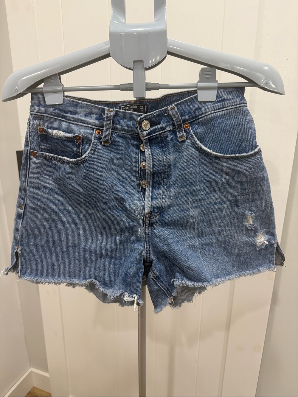 Abercrombie & Fitch Distressed Blue Denim Cutoff Shorts